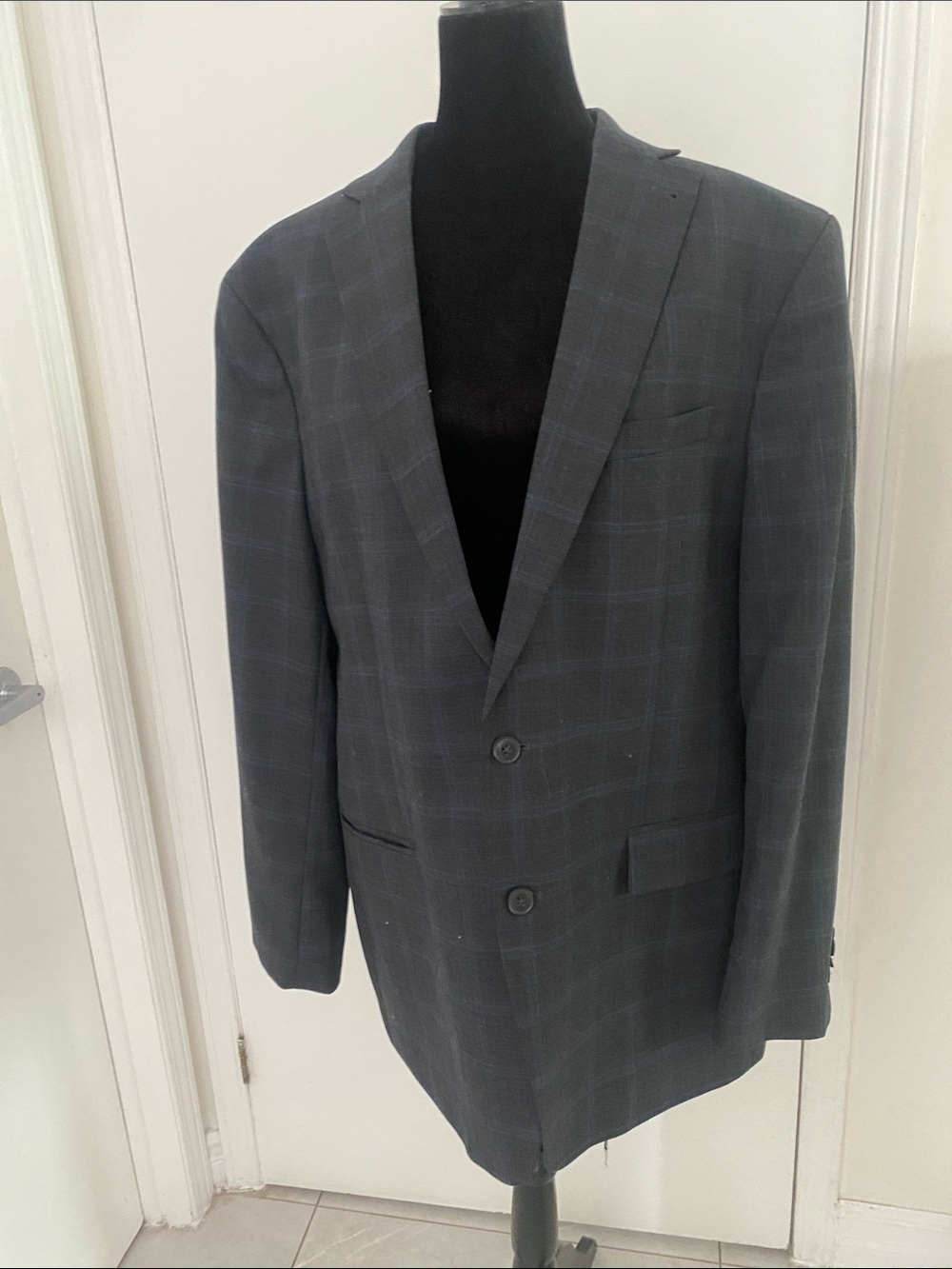 KENNETH COLE AWEARNESS Men's CHARCOAL Windowpane Two-Button lined Blazer Sze 46L